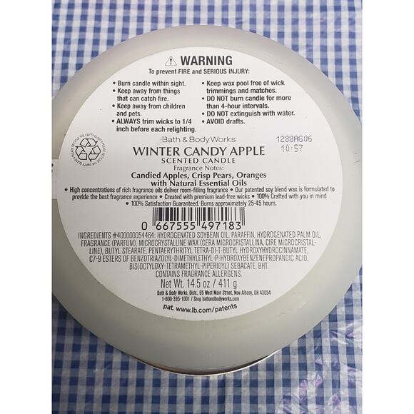 BBW Winter Candy Apple Large 3 Wick Candle Holiday Home Fragrance Decor - Picture 2 of 3